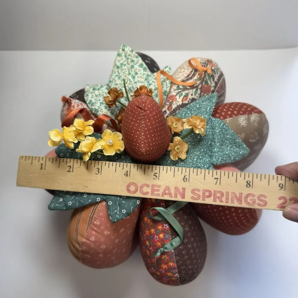 Vintage Handmade Quilted Patchwork Stuffed Pumpkin Decor